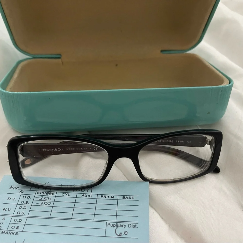 Tiffany and Co. Victoria Square All Black Eye Glasses TF2043-B 8128 52–16